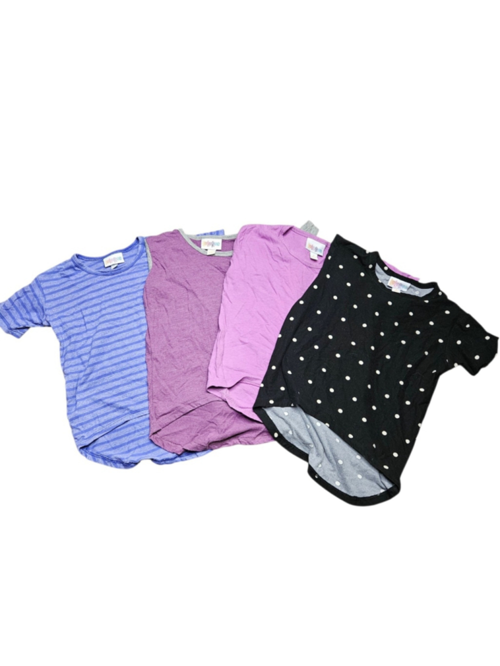 LuLaRoe Gracie 2 Girls Tops 4 Piece Lot High Low Shirts